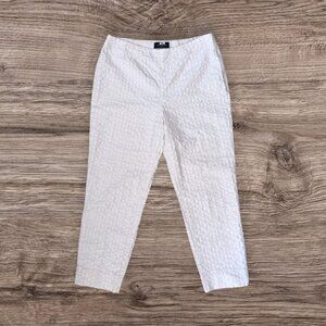 Piazza Sempione Audrey White Textured Cropped Pants Made in Italy Size 48 /US 12
